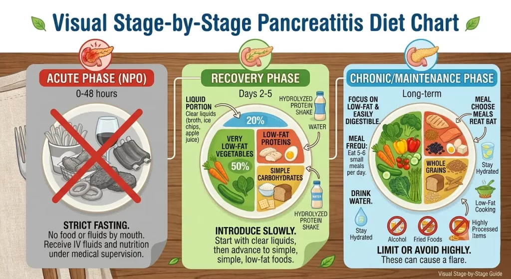Pancreatitis diet chart by recovery stage