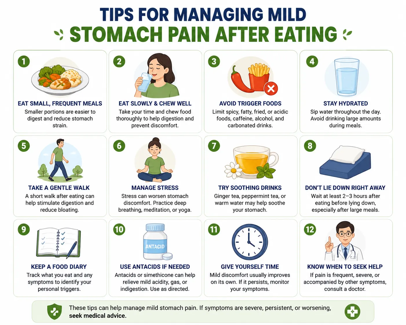 Tips for managing mild stomach pain after eating
